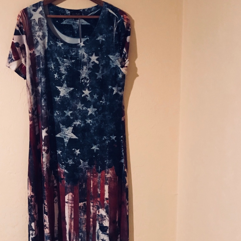 USA embroidery beautiful maxi dress